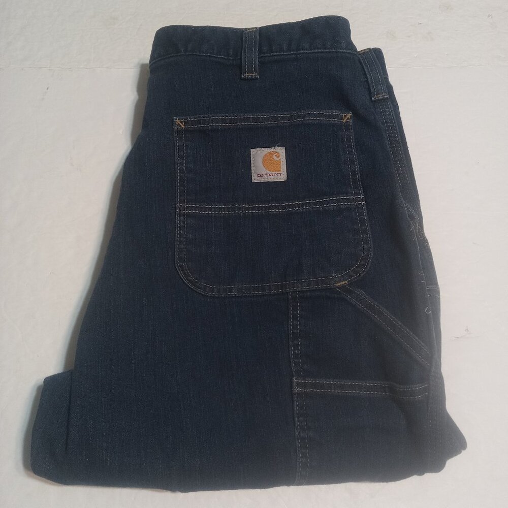 Carhartt Men's RELAXED STRAIGHT RUGGED FLEX™ DOUBLE-FRONT DENIM DUNGAREE Jeans